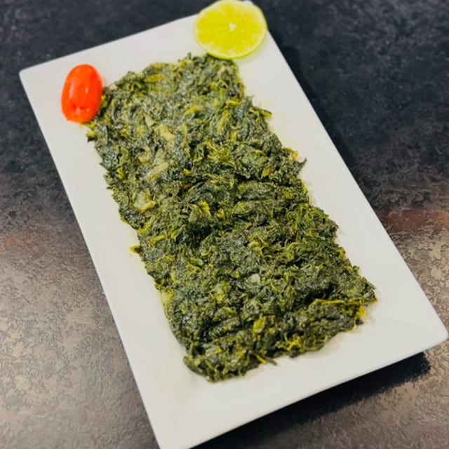 Spinach and naan.